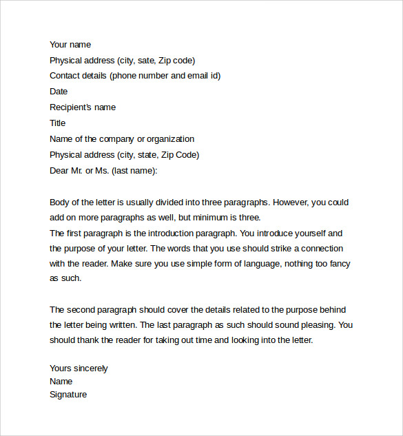 8 sample professional letter formats to download