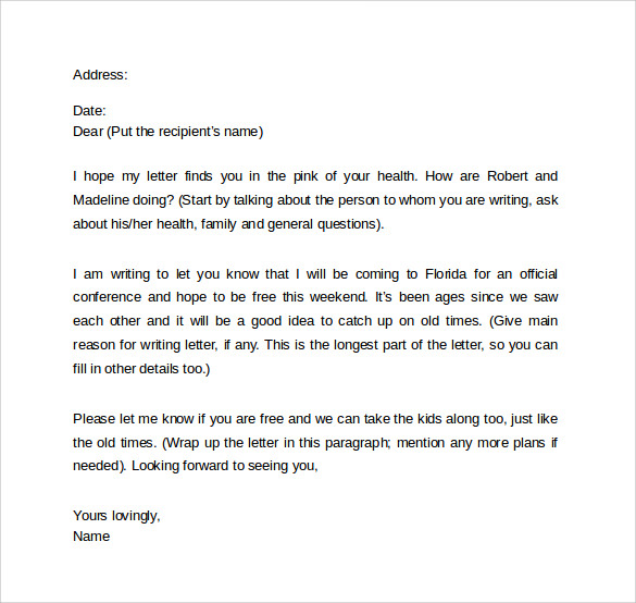 Format For A Friendly Letter Collection | Letter Template ...