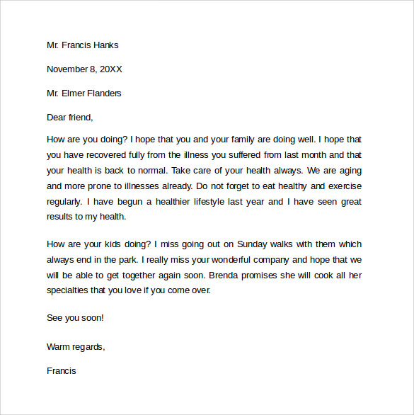 8+ Friendly Letter Format Samples | Sample Templates