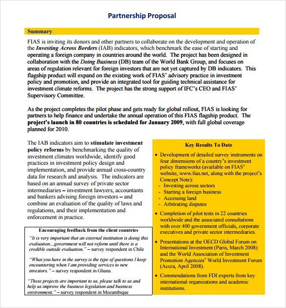 partnership proposal sample