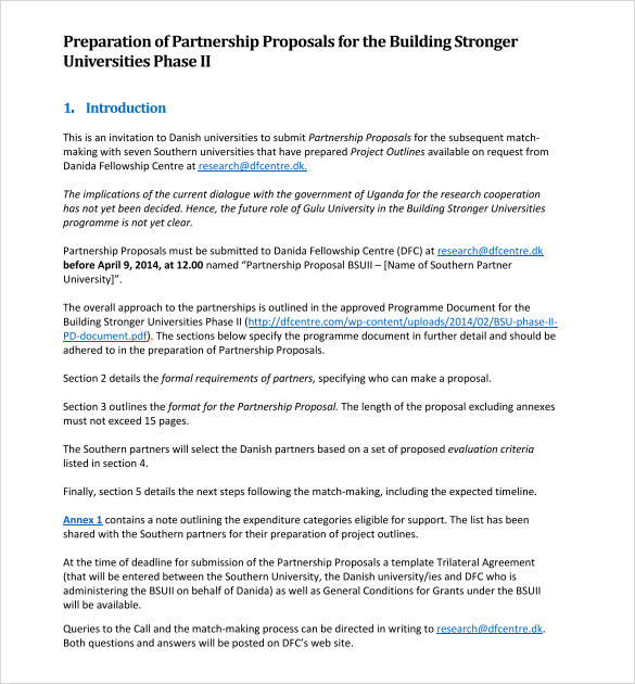 sample partnership proposal template