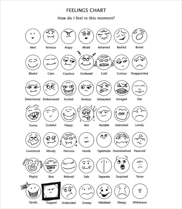 Smiley Face Feelings Chart