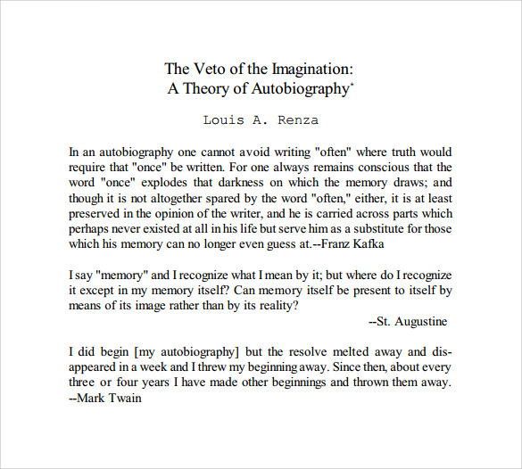 sample autobiography printable Autobiography Documents PDF,  in 10 Sample   Word