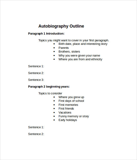 autobiography writing template