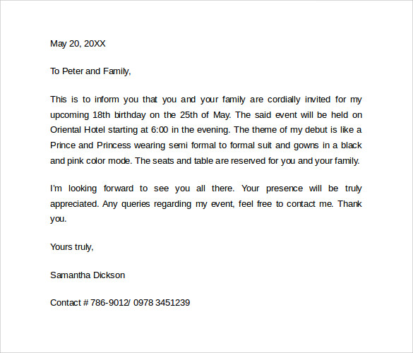 letter in event invitation Letter Documents Sample Download  In 19  Invitation Free