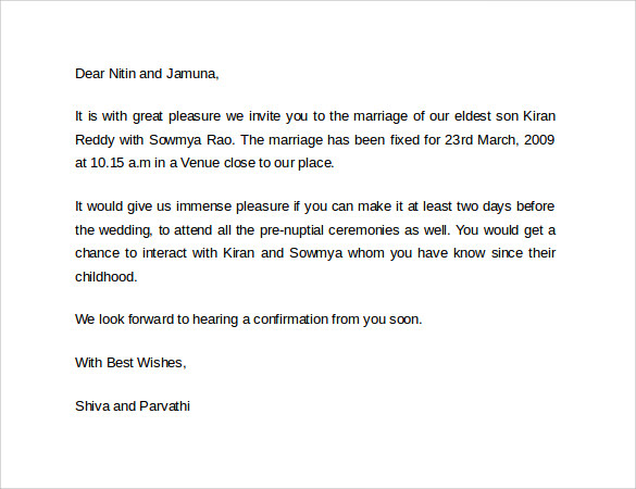 Marriage Invitation Letter 1