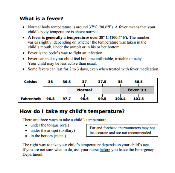 Baby Temperature Chart Canada