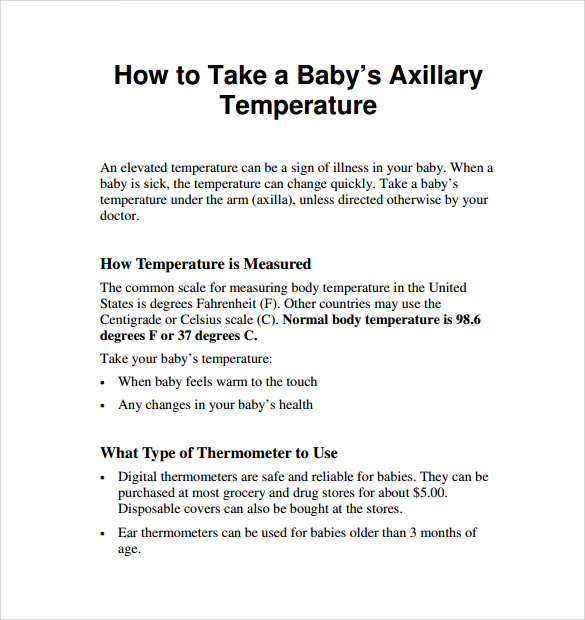 Baby Body Temperature Chart Celsius