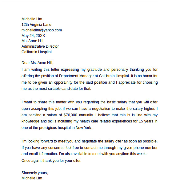 Counter Offer Letter Template Download