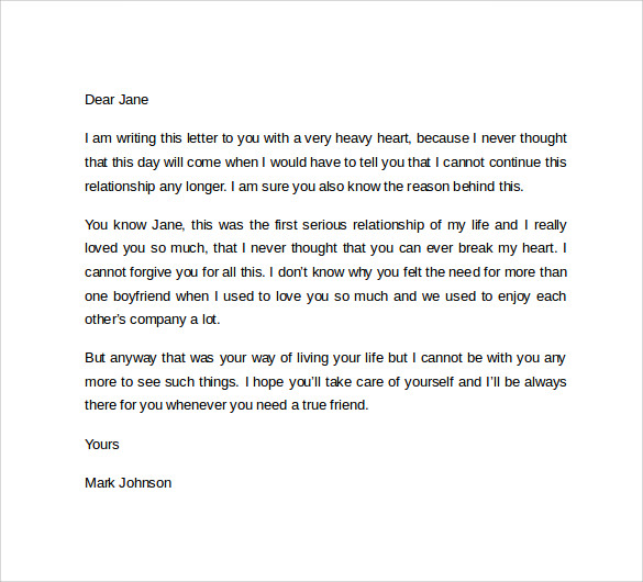 breakup letter to girlfriend