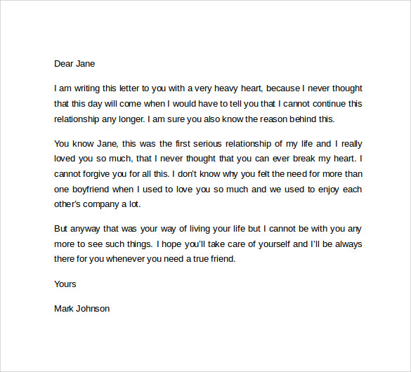 Free 8 Sample Breakup Letter Templates In Pdf Ms Word.