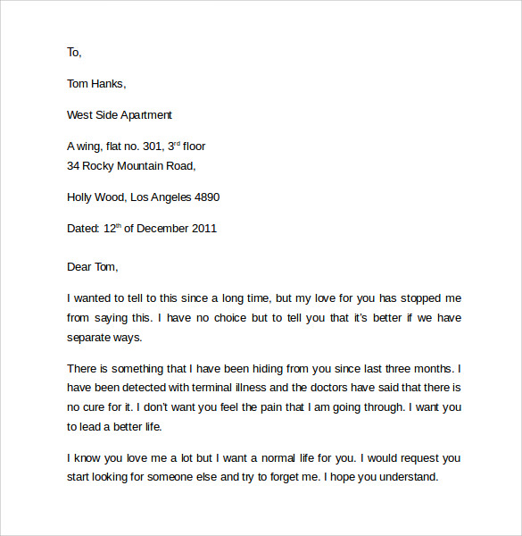 FREE 9+ Sample Breakup Letter Templates in PDF MS Word