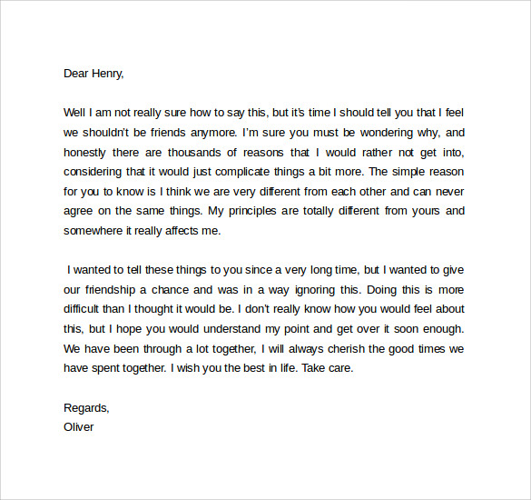 9+ Sample Breakup Letters  Sample Templates