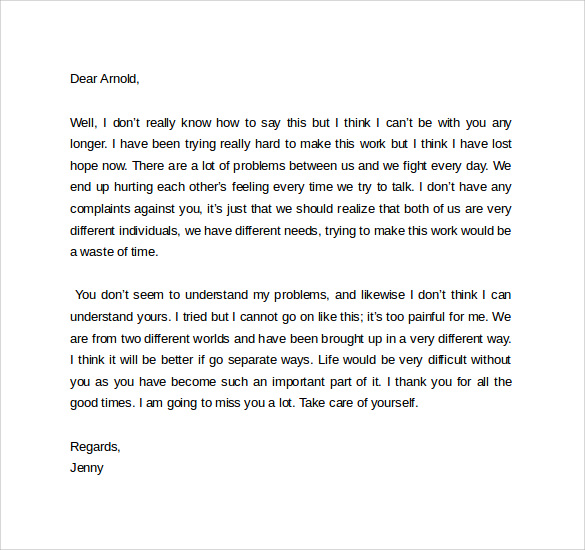 sad break up letter