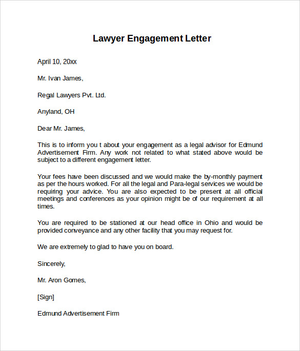 FREE 8+ Sample Engagement Letter Templates in PDF | MS Word