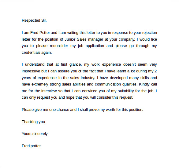 Reply To Rejection Letter Sample from images.sampletemplates.com