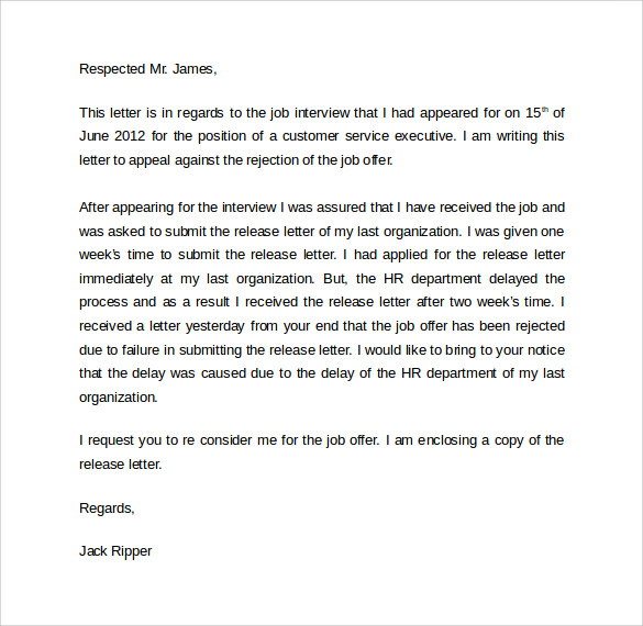 letter thank you rejection after Rejection  9 Free After Download Letter   Interview Sample