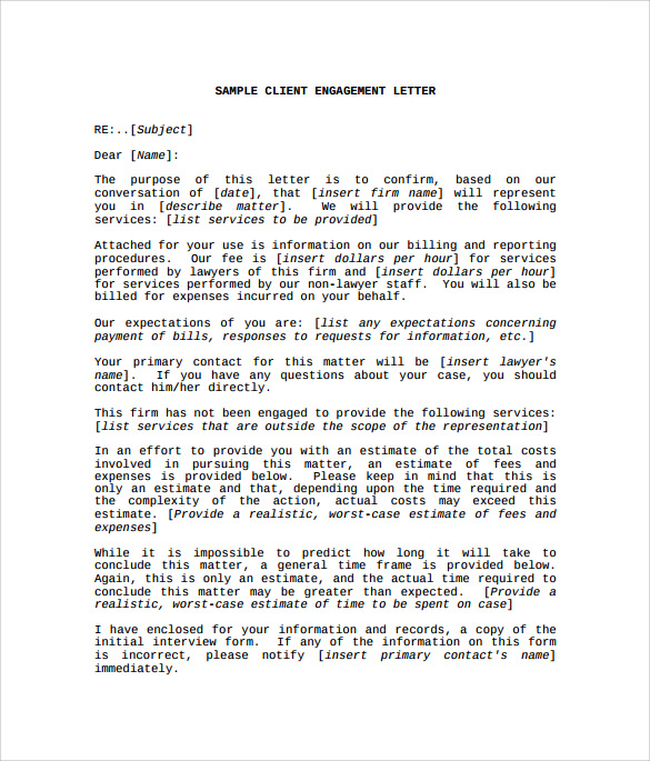 letter general agreement Download Sample to Letters   Sample Engagement 9 Templates