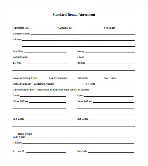 downloadable standard rental agreement