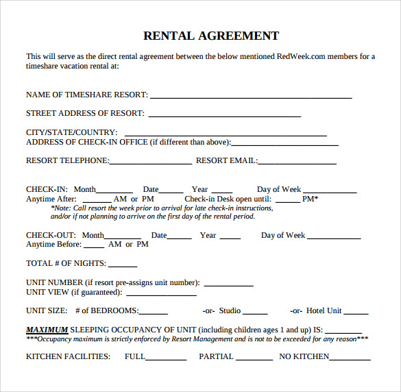 free 8 standard rental agreement templates in pdf ms