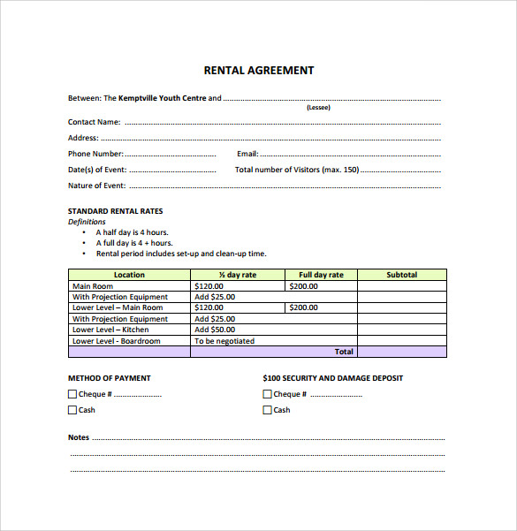 standard rental agreement pdf
