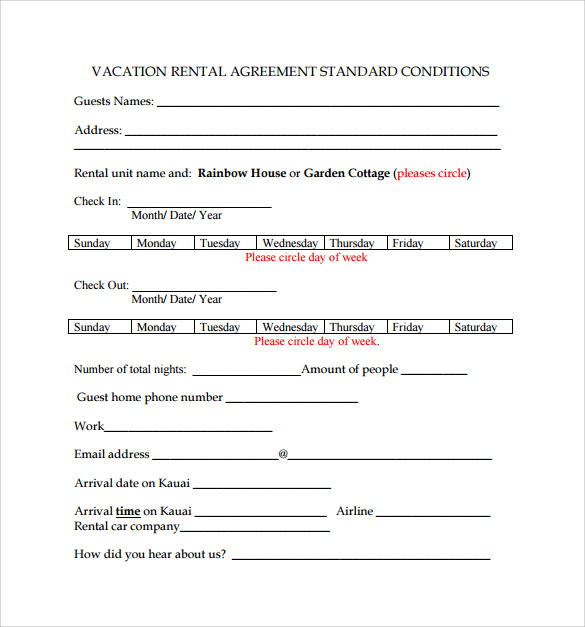 standard rental agreement to download