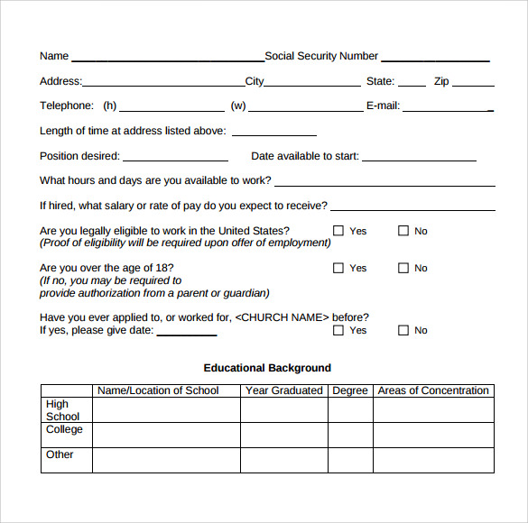 for application kmart job form to Download Application Templates 8 Job  Sample Templates