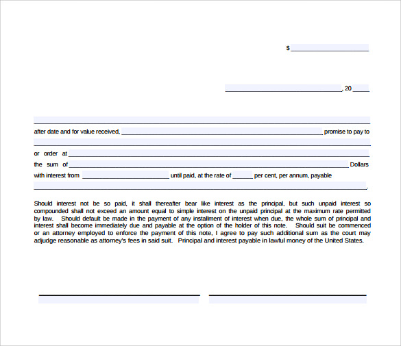 fillable pdf promissory note template