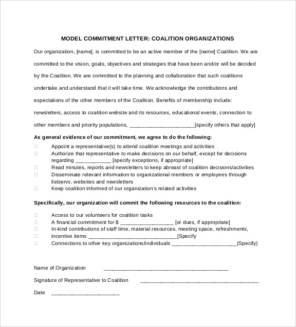 FREE 11+ Sample Commitment Letter Templates in MS Word Google Docs PDF