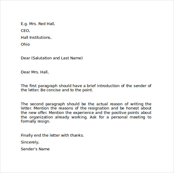 10 Resignation Letter Format Templates to Download 