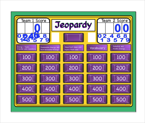 jeopardy game template free