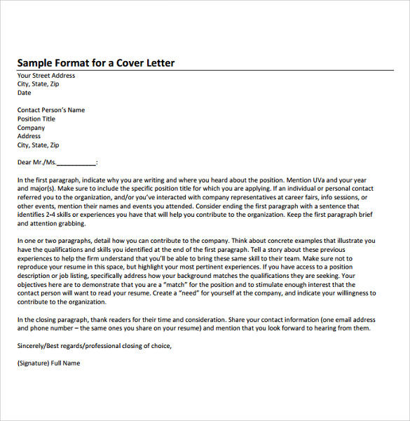 letter of interst cover letter format