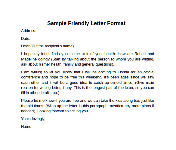 FREE 15 Sample Friendly Letter Formats In PDF MS Word