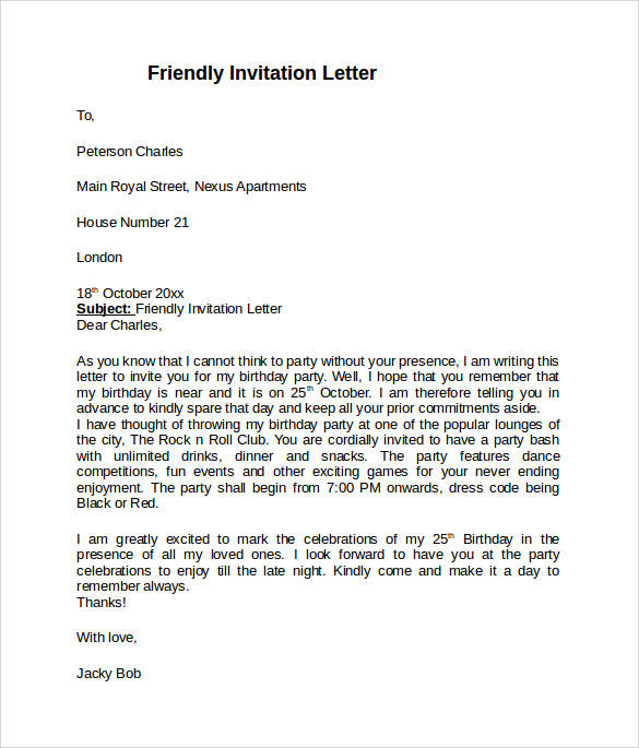 letter format friendly letter format example free