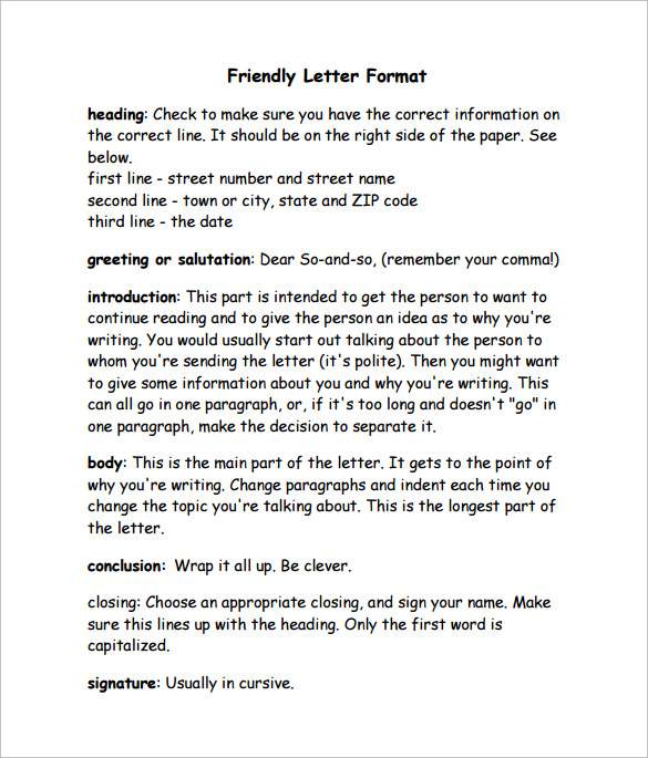 downloadable friendly letter format