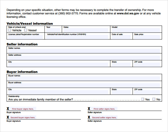 8 vehicle bill of sale forms to download sample templates