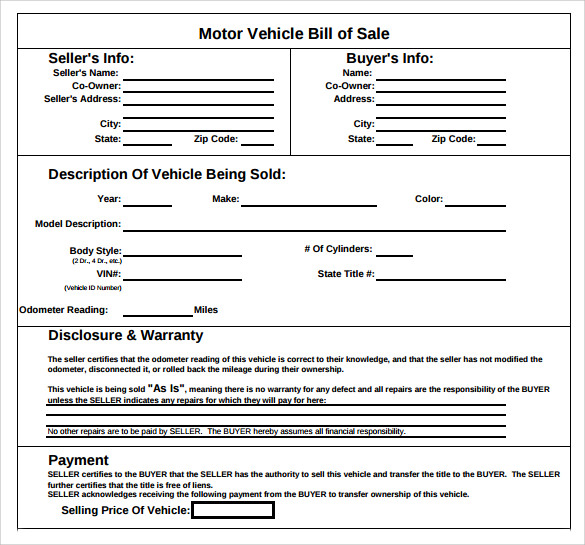 FREE 8+ Sample Vehicle Bill of Sale Forms in PDF