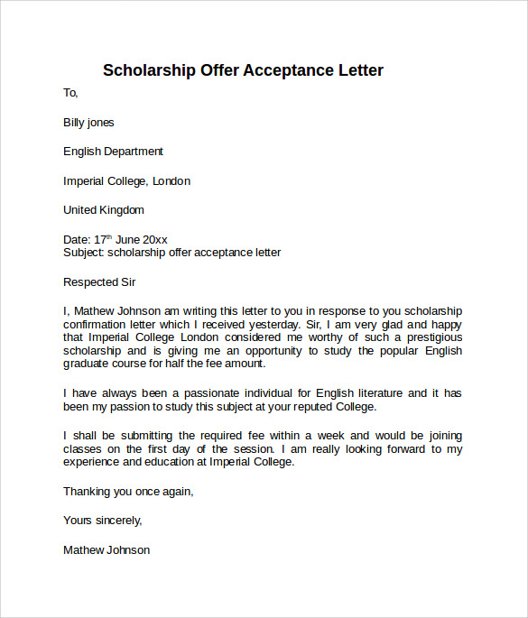 FREE 8  Sample Offer Acceptance Letter Templates in PDF MS Word