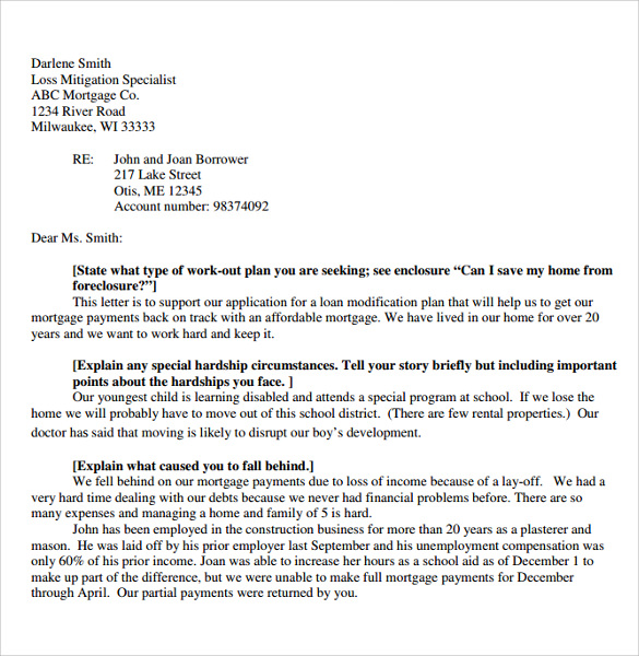 What information should be included in a pre-foreclosure hardship letter?