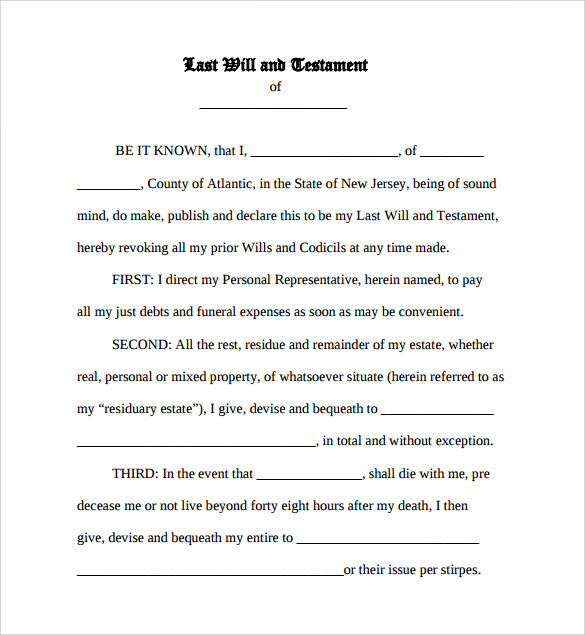 microsoft word last will and testament template