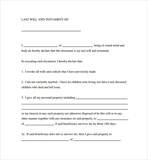 sample last will and testament template microsoft word