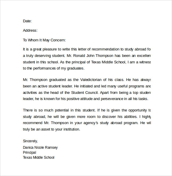 15 Sample Recommendation Letters Sample Templates