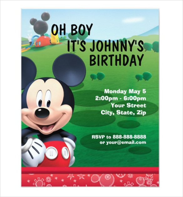 FREE 8+ Sample Mickey Mouse Invitation Templates in PDF ...