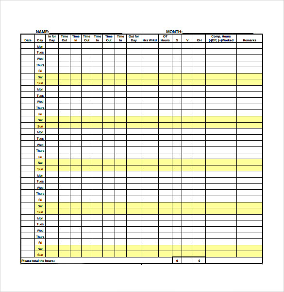 FREE 9+ Monthly Time sheet Calculator Templates in PDF MS Word Excel