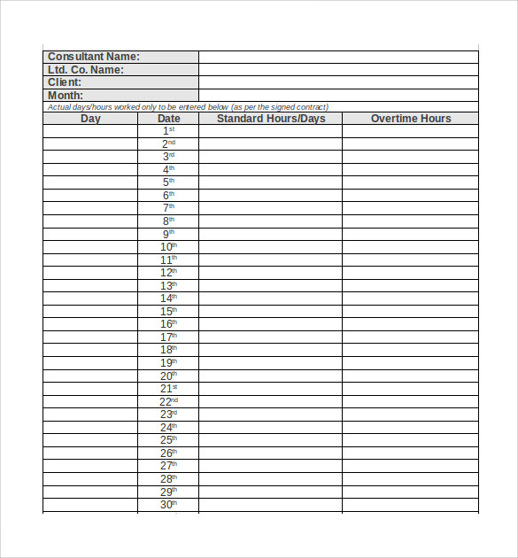 monthly timesheet calculator sample