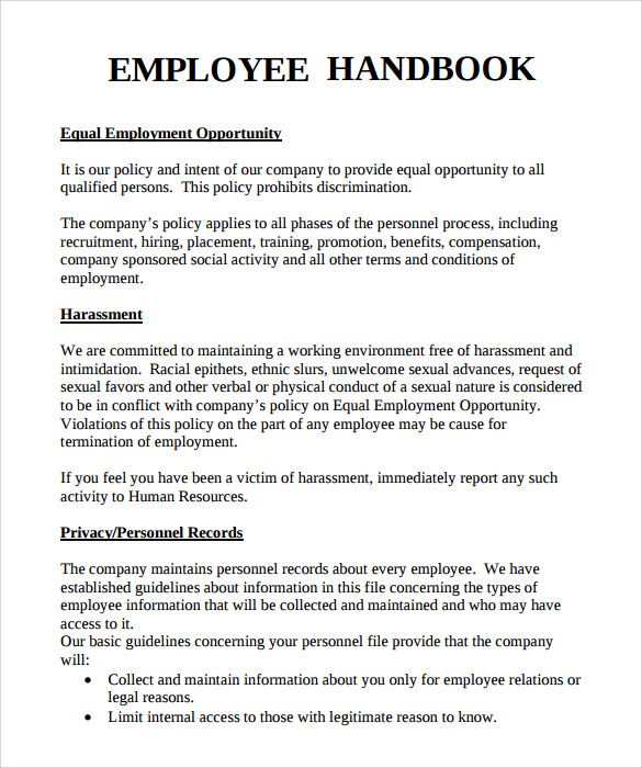 Employee Handbook Template Michigan