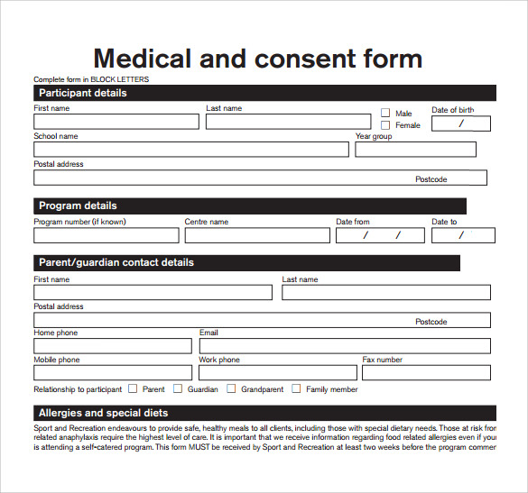 14 Medical Consent Form Templates Free Samples Examples Format   Employee Medical Consent Form Template 