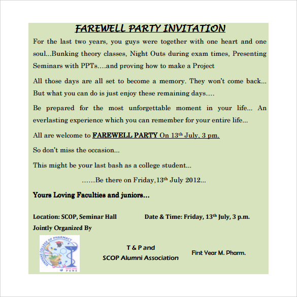 Sample of farewell party program