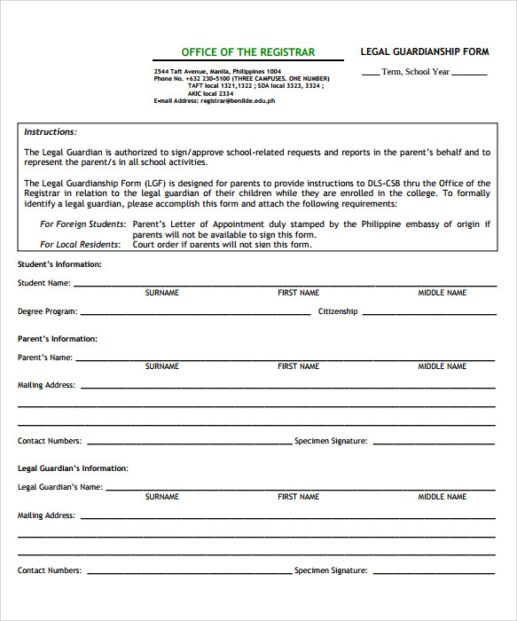 free printable temporary guardianship papers