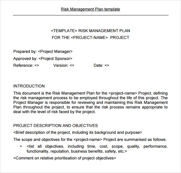 FREE 9+ Sample Risk Management Plan Templates in PDF | MS Word